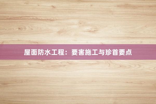 屋面防水工程：要害施工与珍首要点